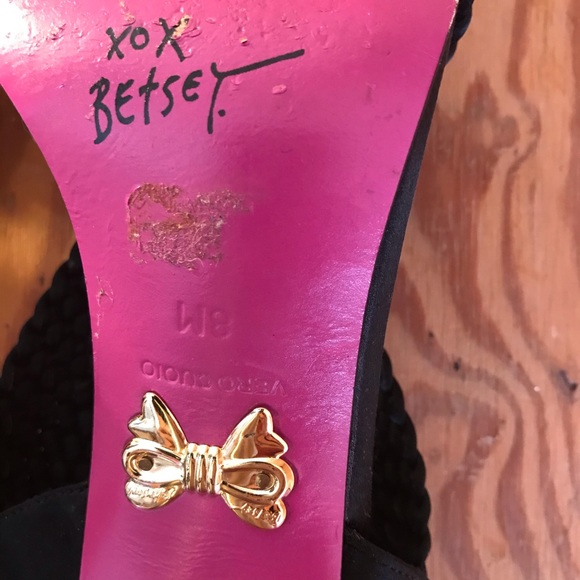 Betsey Johnson Black Braided Heels, EUC, 8 - Picture 8 of 14